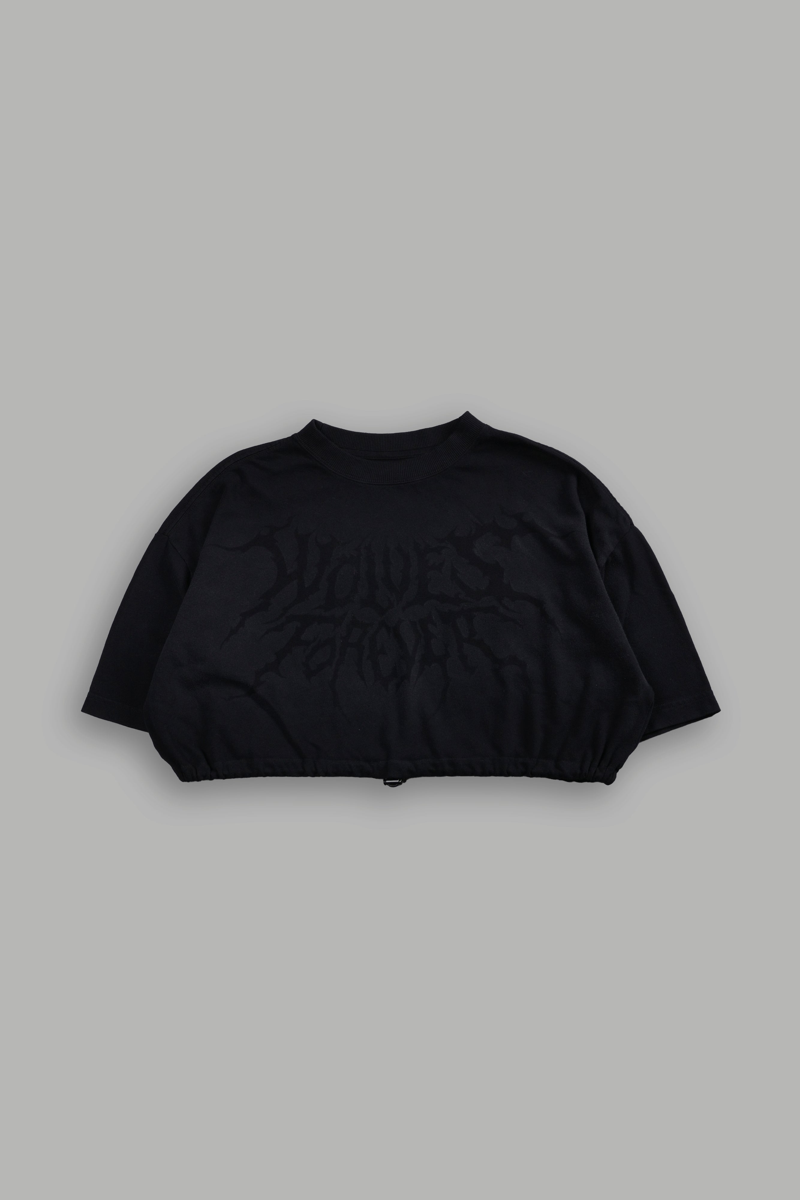 Forged From Iron Bungee Cropped Tee in Black Horizon Sun Fade