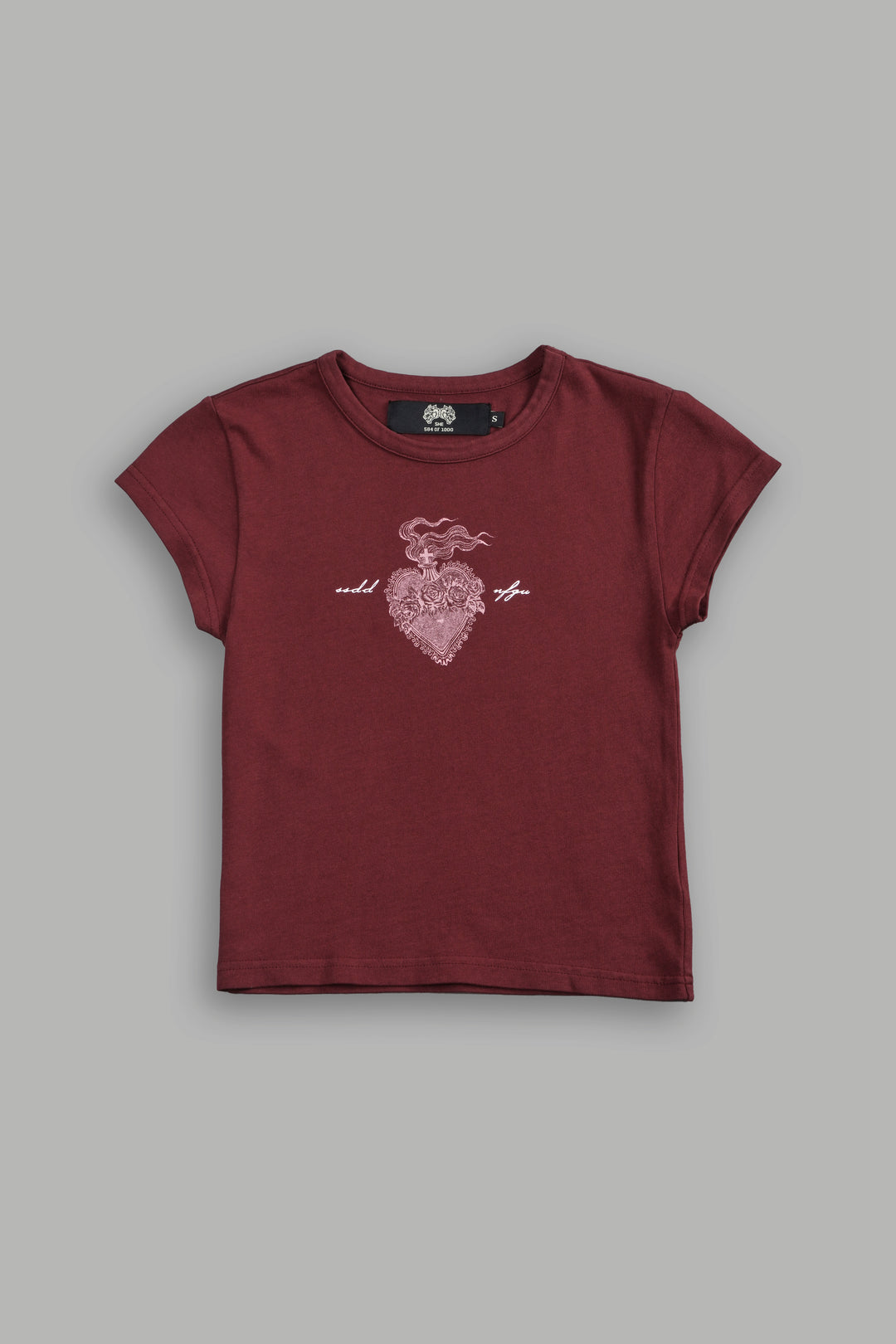 Heart of Flame "Baby" Tee in Oxblood