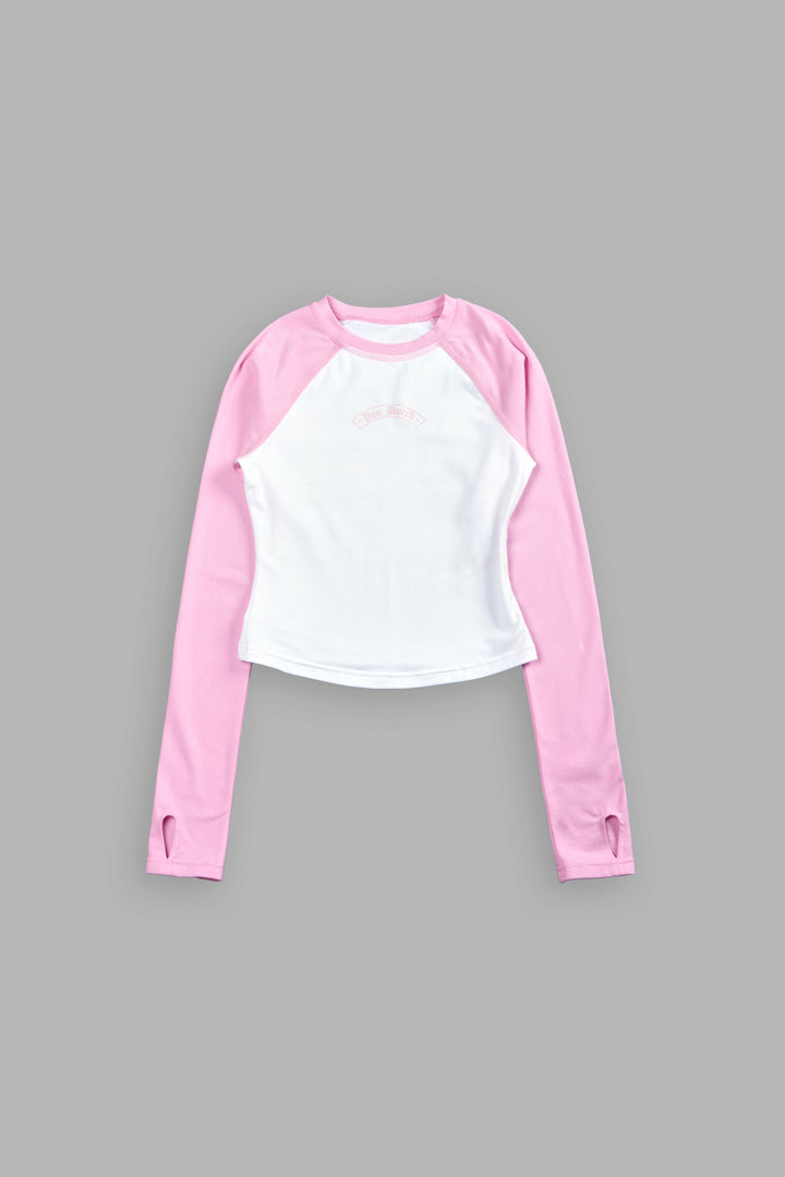 Wolves Kulture Raglan Ringer LS Tee in Bubblegum/White