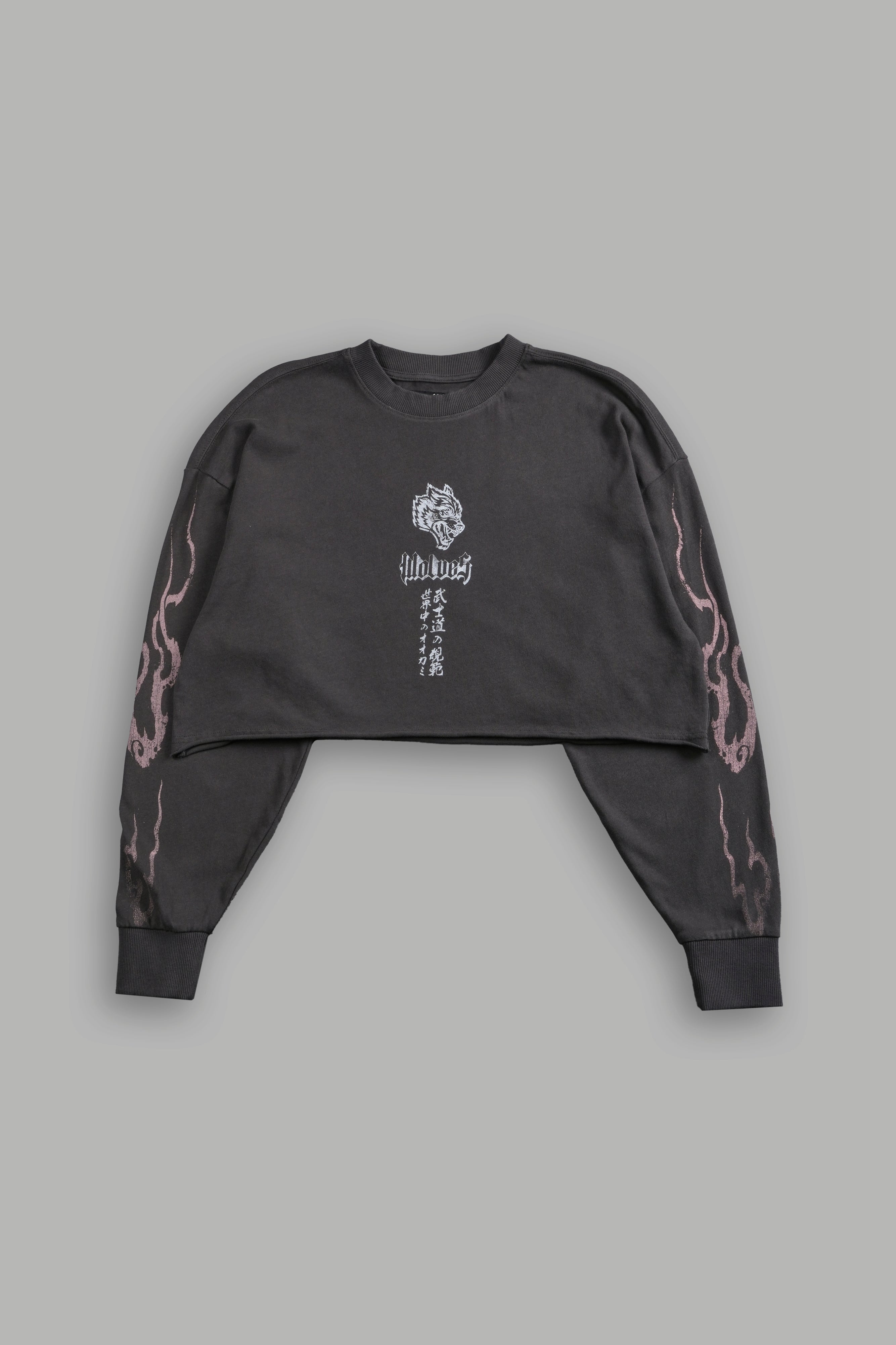 Darc Infernal "Premium" Oversized Cropped L/S Tee in Wolf Gray