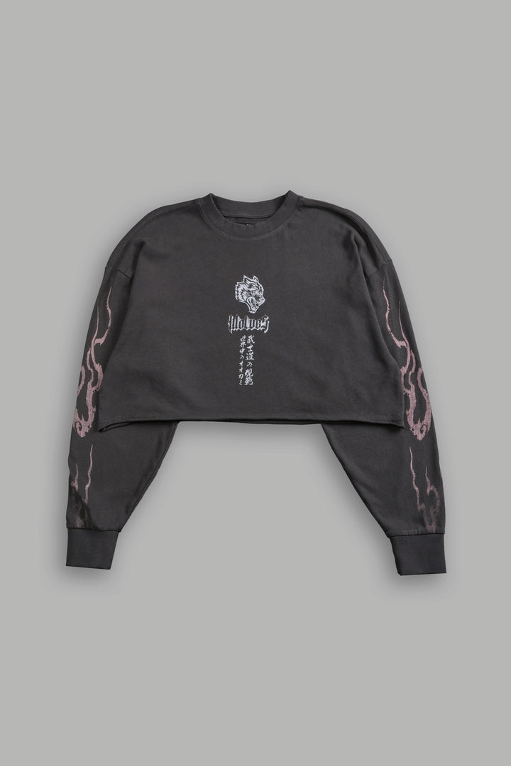 Darc Infernal "Premium" Oversized Cropped L/S Tee in Wolf Gray