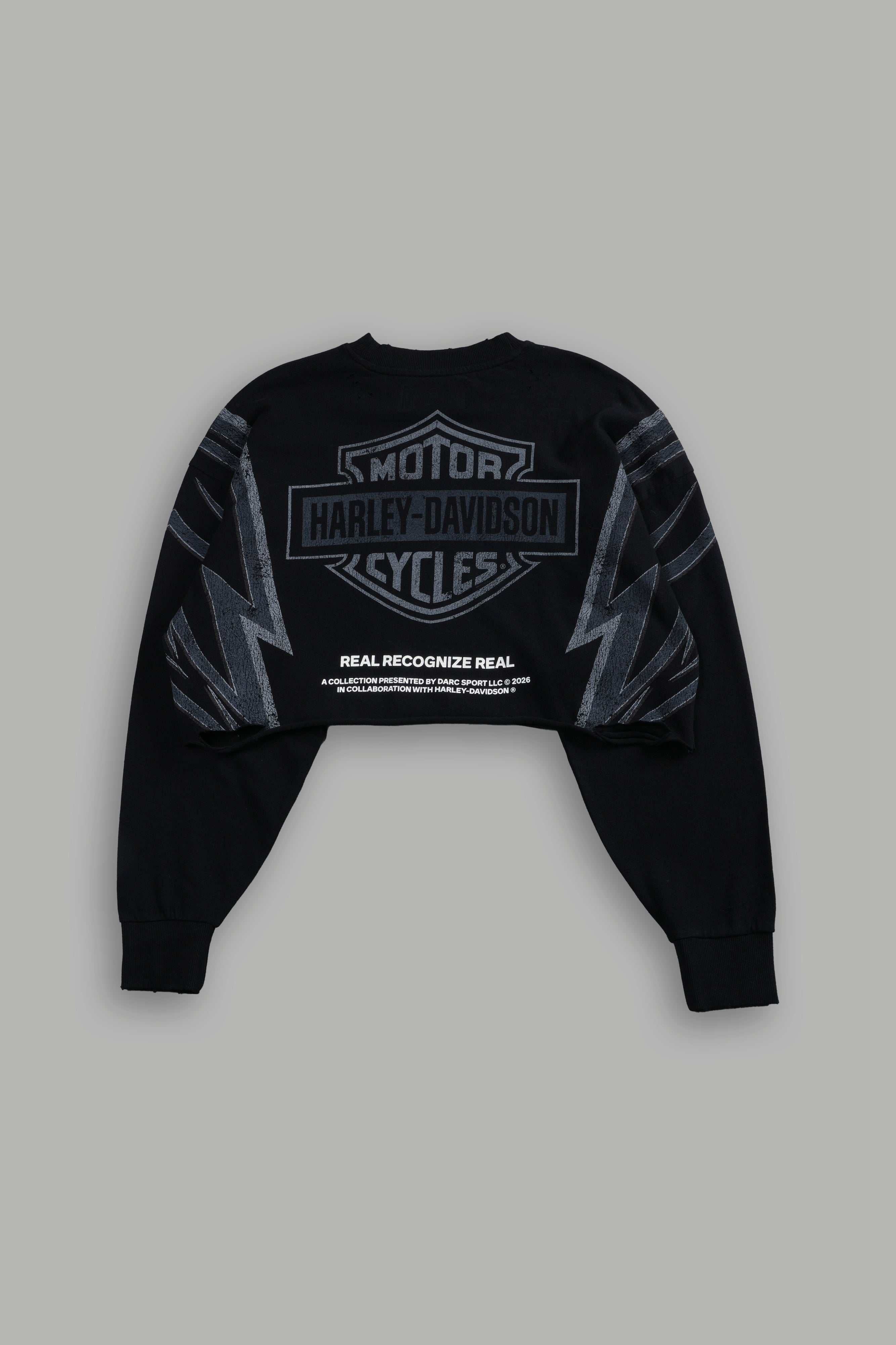 Real Recognize Real Distressed Oversized Cropped L/S Tee in Black