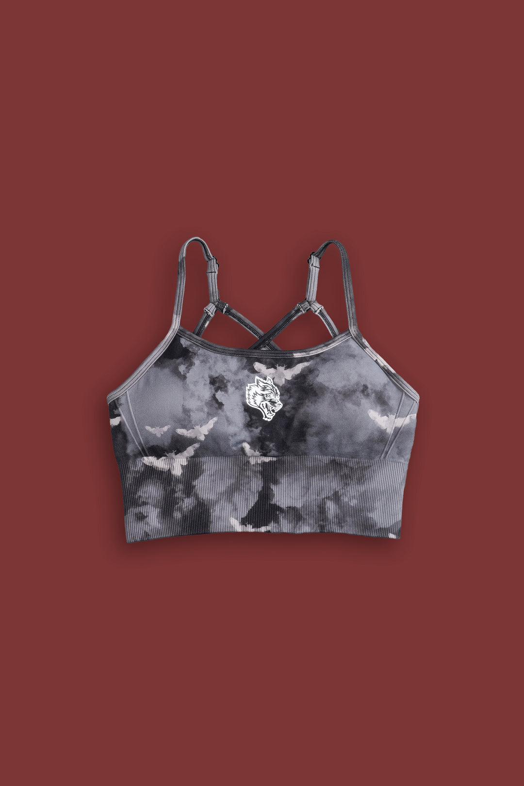 Single Wolf Chopper "Everson Seamless" Huxley Bra in Black Death Moth Ghost Clouds