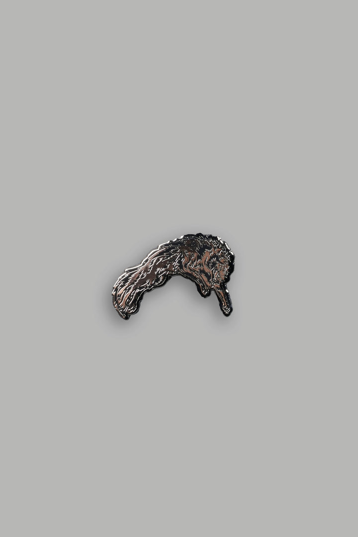 Leaping Wolf Enamel Pin in Silver/Black