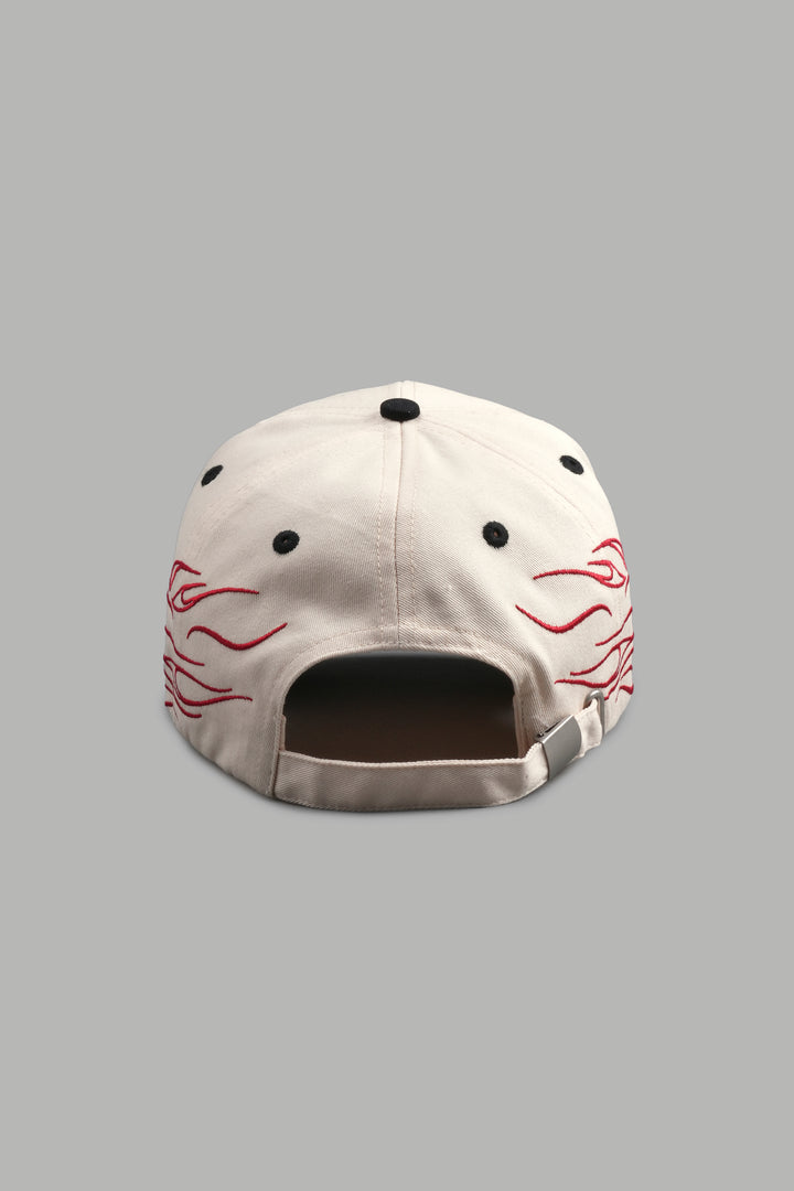 Twin Flame 5 Panel Hat in Cream/Black