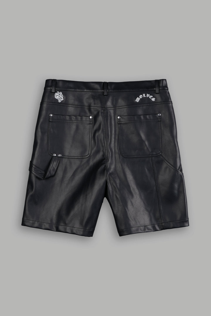 Wolf Chopper Leather Clark Utility Shorts in Black