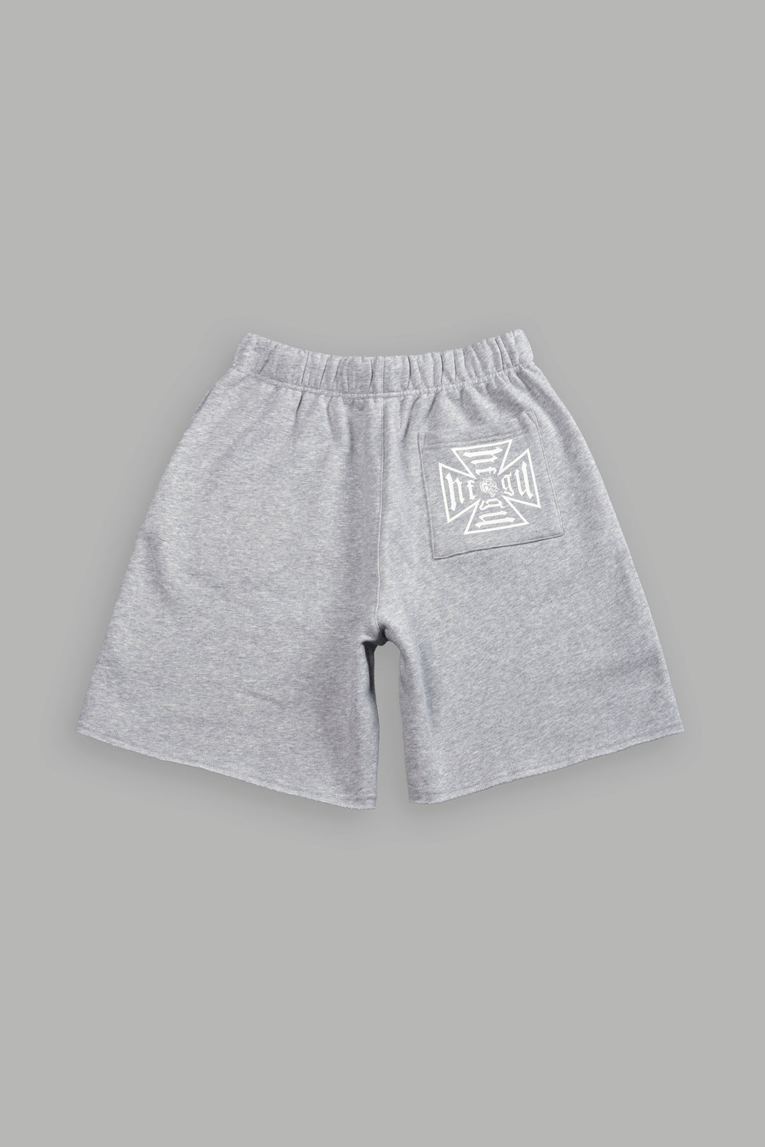 Dual Core Raw Hem Oversized Post Lounge Sweat Shorts in Light Athletic Gray