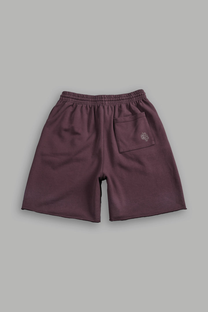 Darc Wandering Grunge Brock Sweat Shorts in Darc Garnet Drift Wash