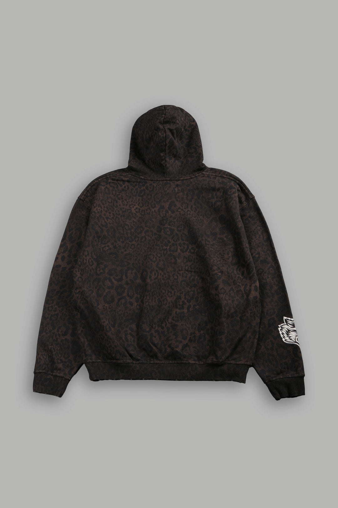 Embroidered Chopper Grunge Moatis Hoodie in Darc Brown Leopard