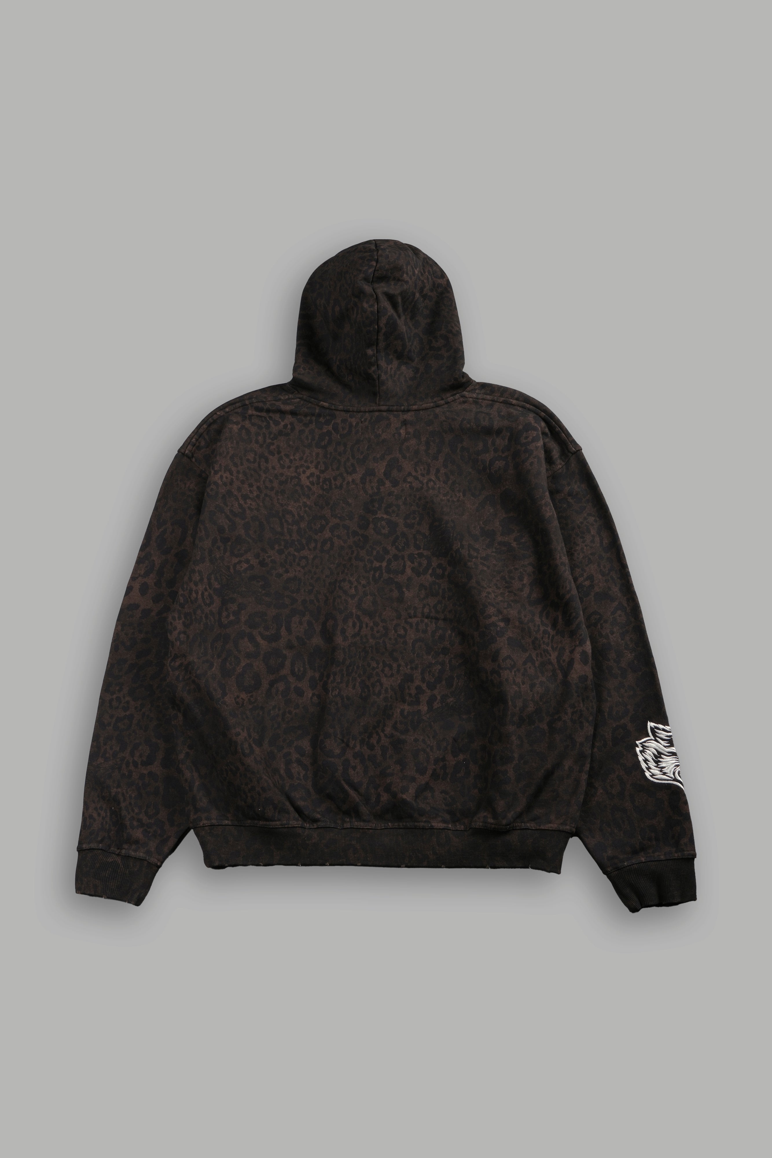 Embroidered Chopper Grunge Moatis Hoodie in Darc Brown Leopard