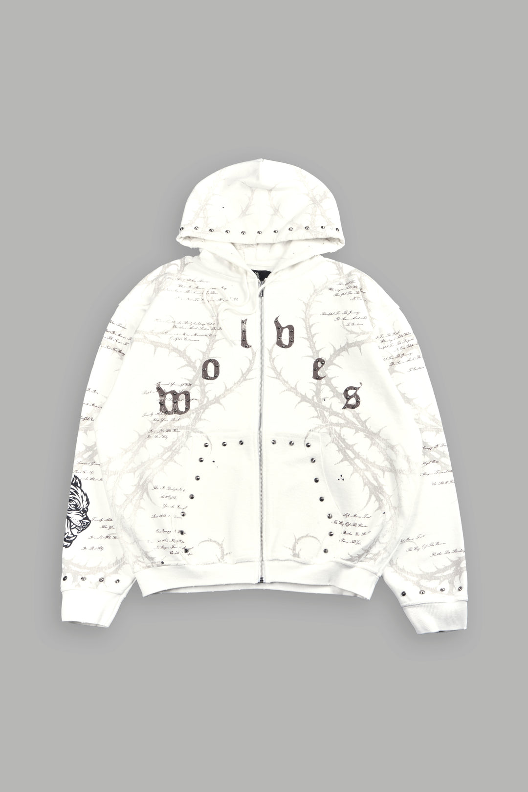 Thorns Frvr Grunge Moatis Zip Hoodie In Cream