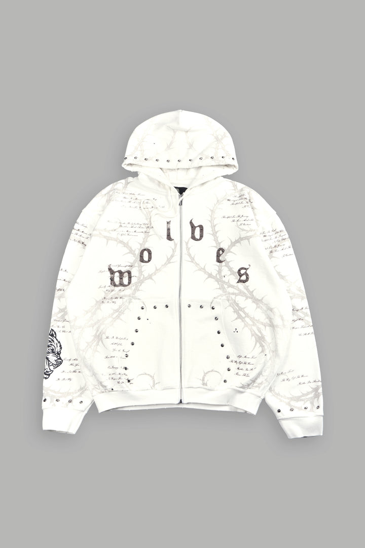 Thorns Frvr Grunge Moatis Zip Hoodie In Cream