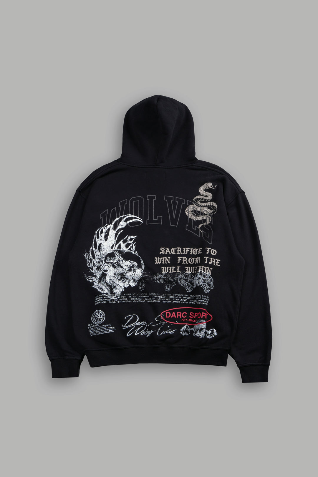 Flame Skull Pierce Hoodie in Black