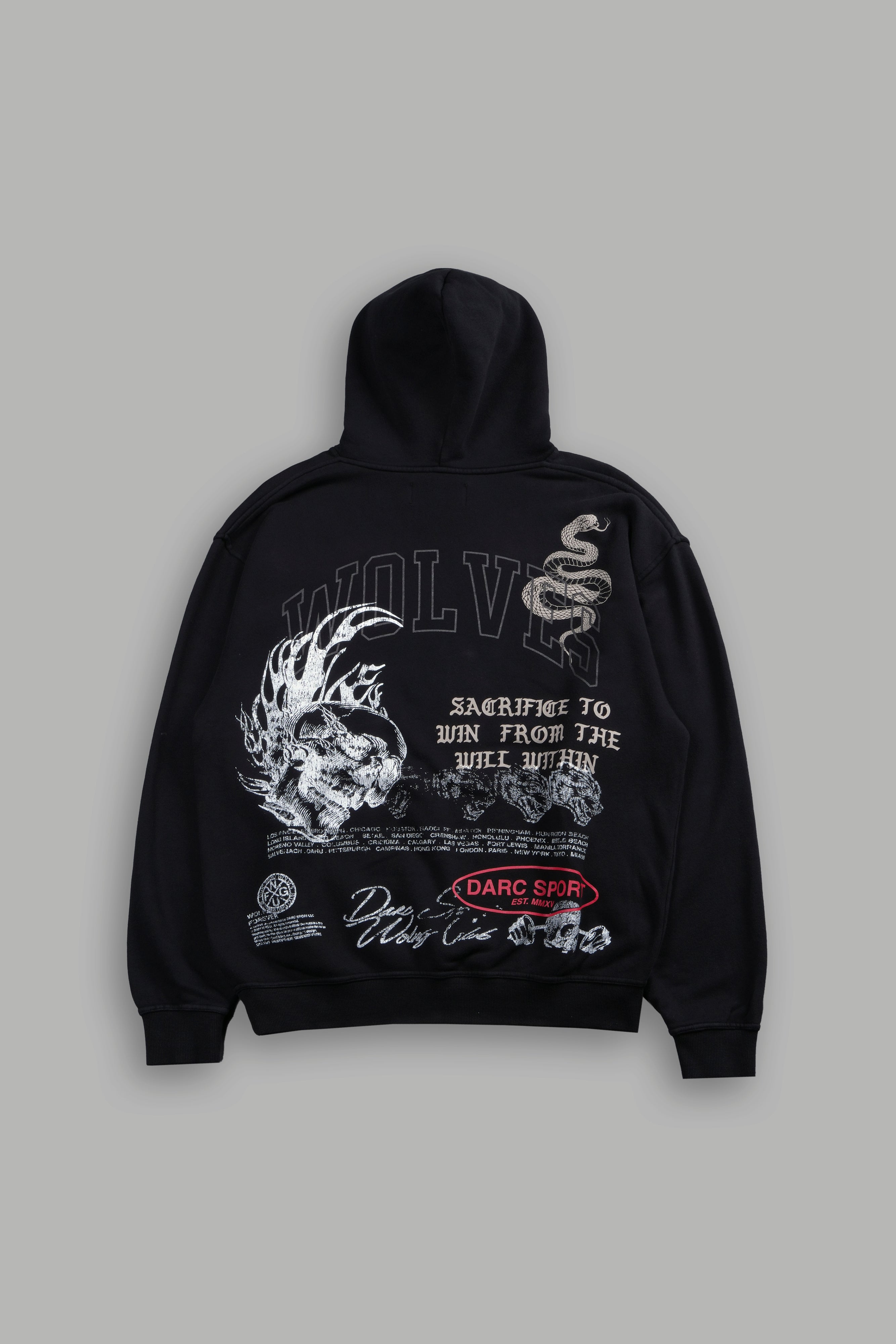 Flame Skull Pierce Hoodie in Black