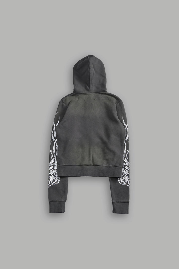 Finite Flame "Iris" Zip Up She Hoodie in Wolf Gray Drift Wash