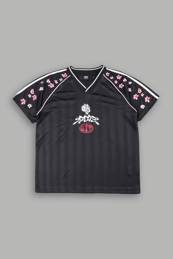 Sakura Forever She Oversized Soccer Jersey in Black