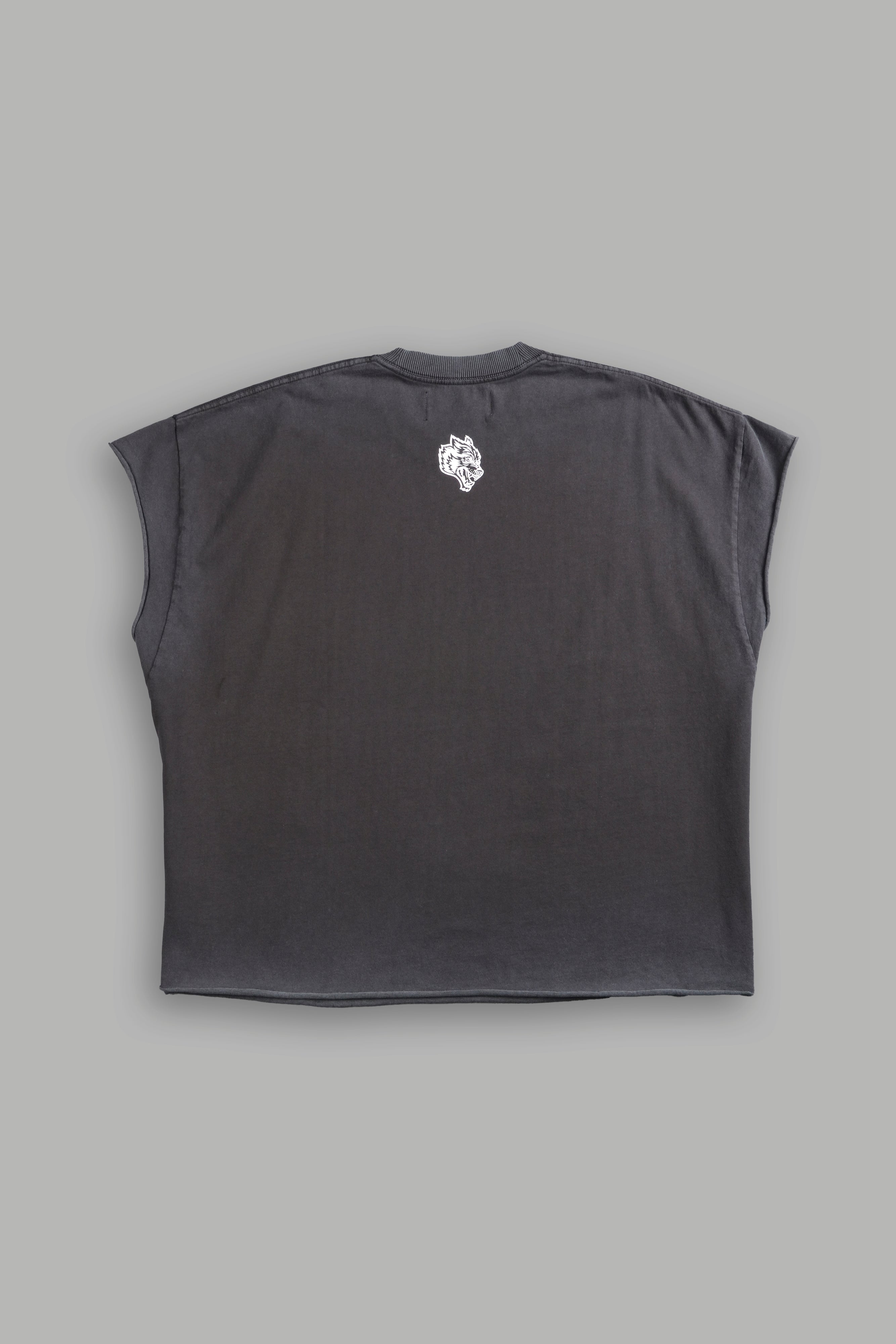 Watch Over Me Grunge Cut-Off Tee in Wolf Gray