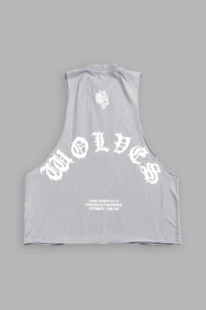 Jason Forever Grunge Raw Hem Box Cut Tommy Muscle Tee In Dove Gray