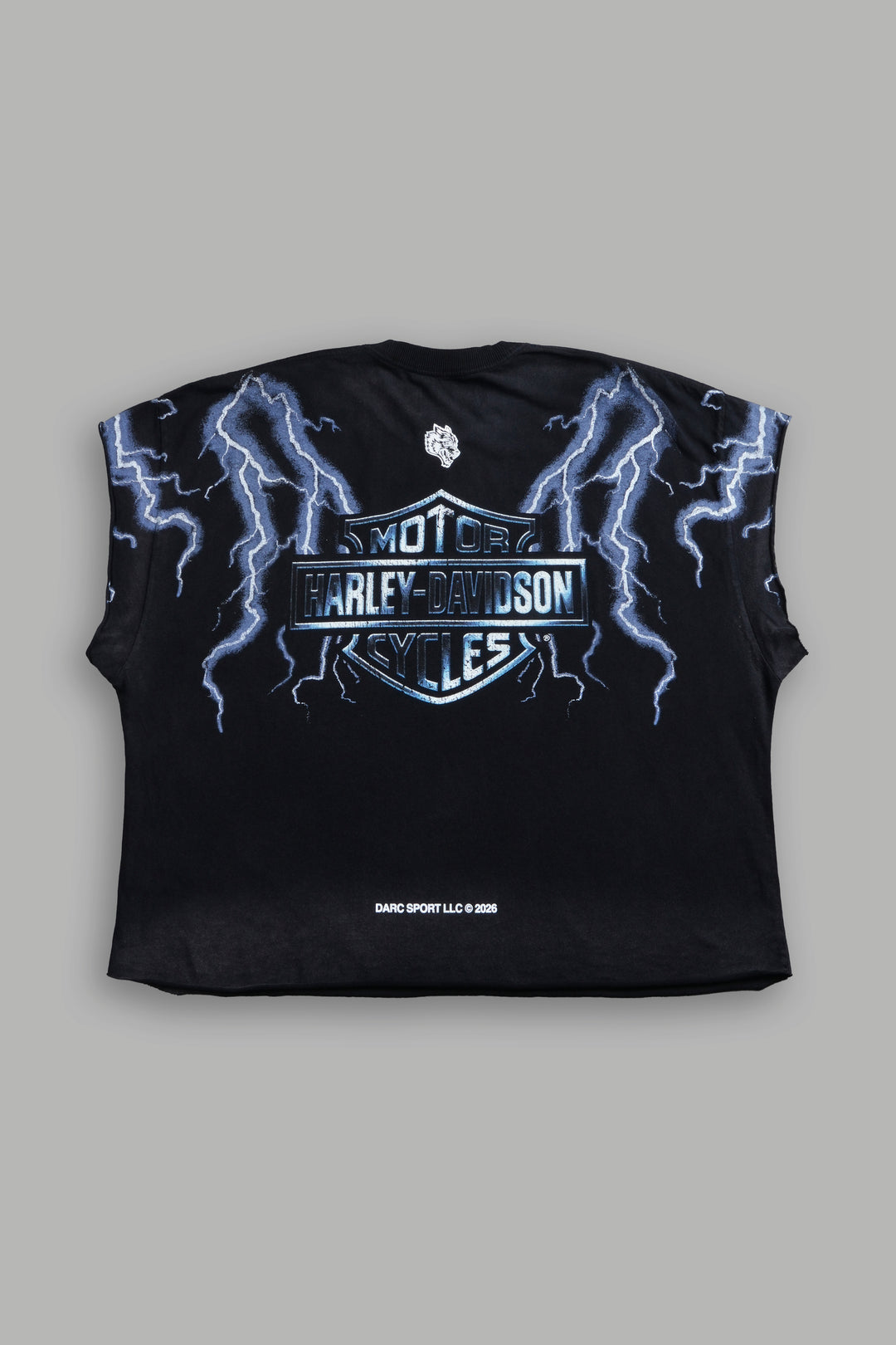 Iron Lightning Grunge Cut-Off Tee in Black Drift Wash