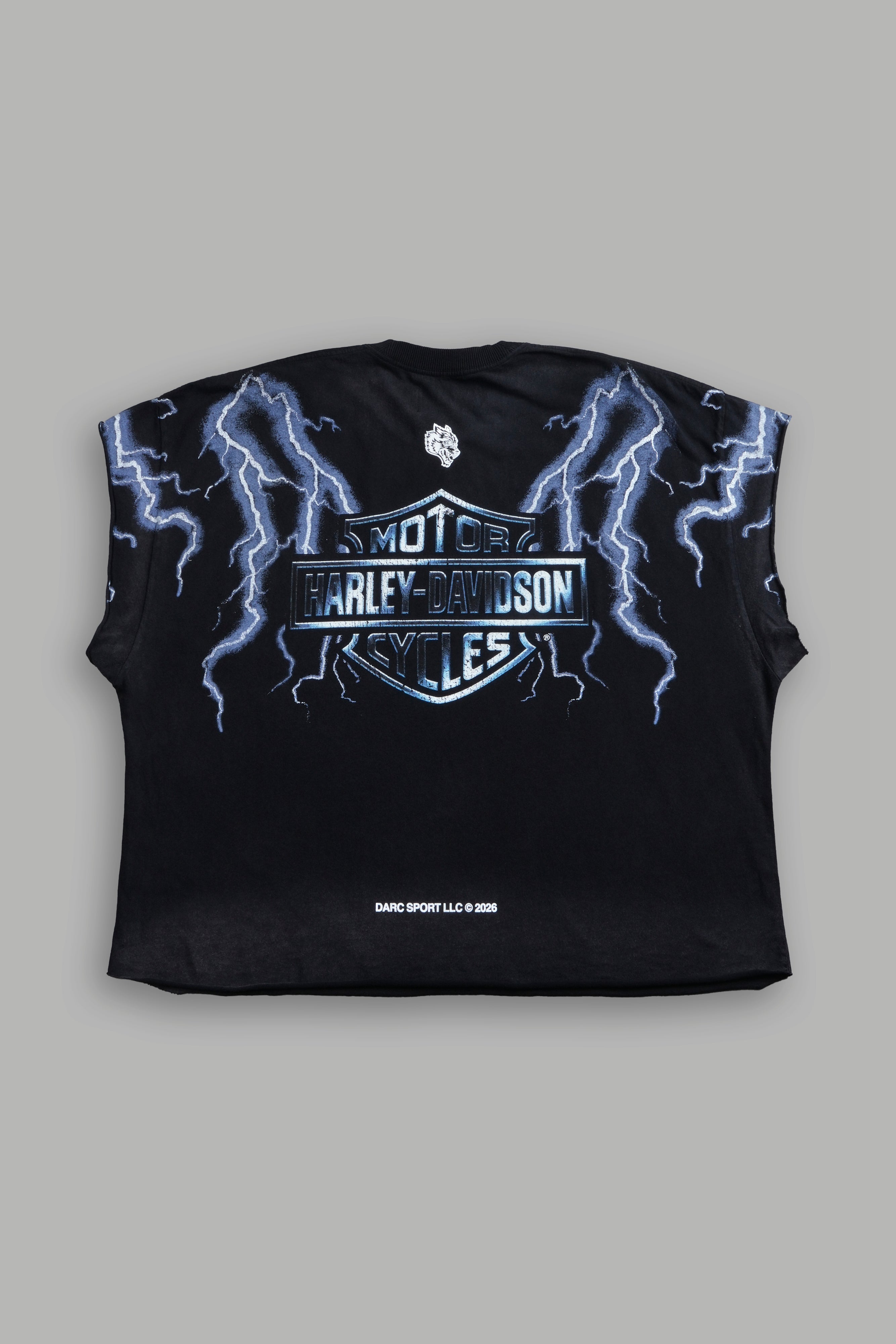 Iron Lightning Grunge Cut-Off Tee in Black Drift Wash