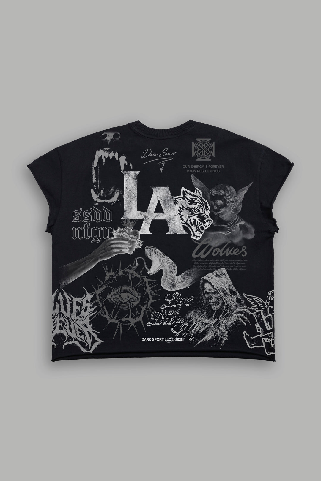 Homage To La Grunge Mid Length Raw Hem Cap Sleeve Tee in Black