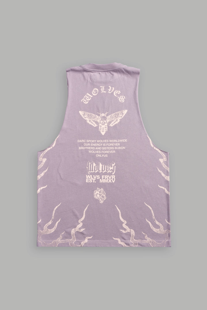 Wolves Never Back Down V2 Tommy Muscle Tee in Purple Smoke