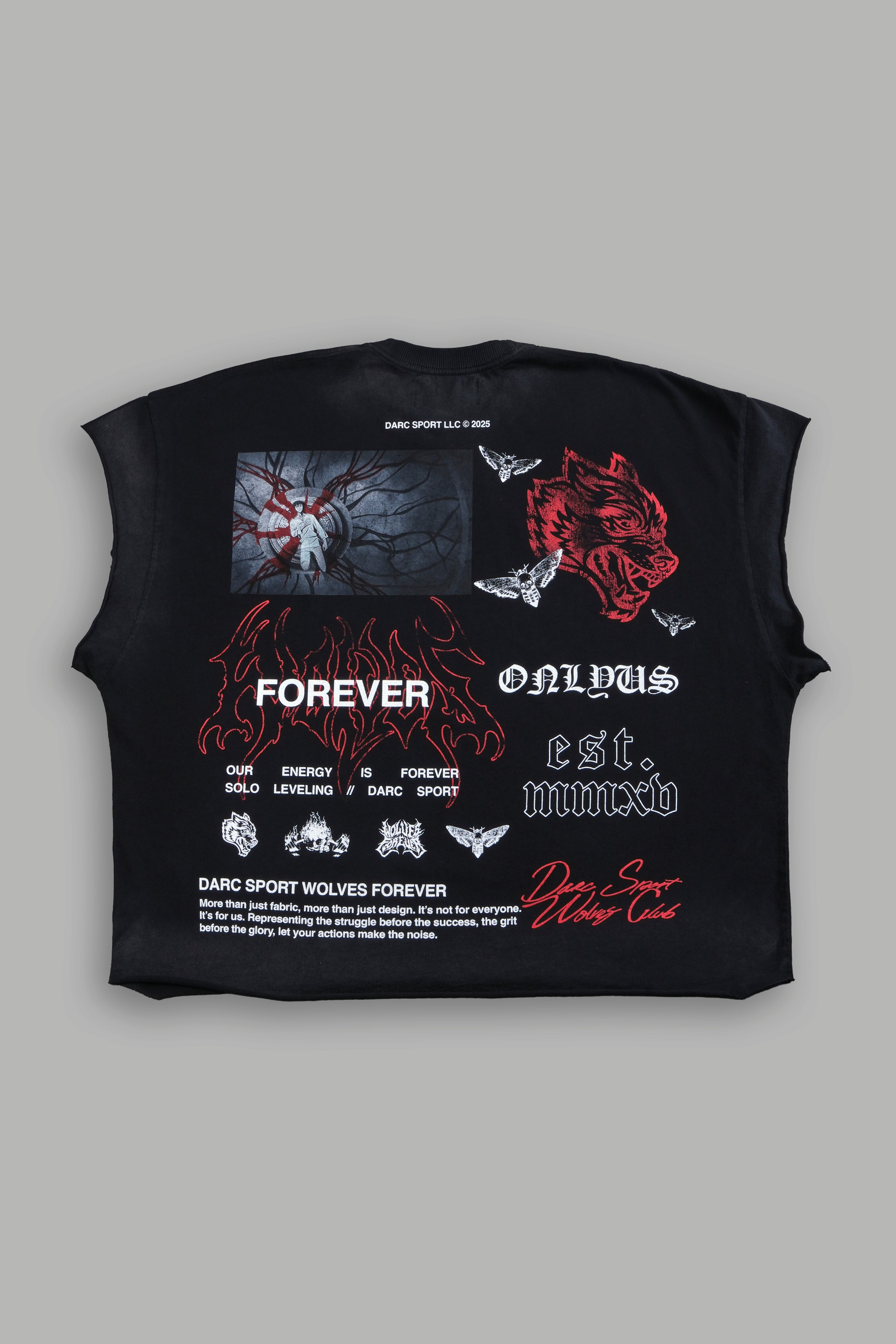 Last Breath Grunge Cut-Off Tee in Black Drift Wash