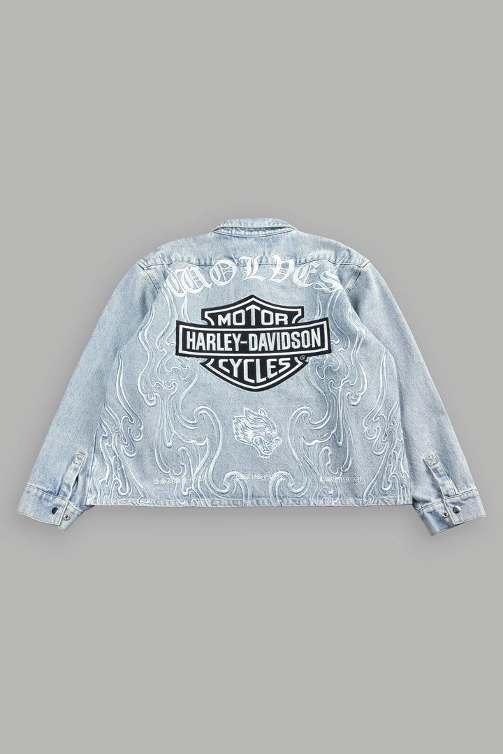 H-D Wolves Inferno Ls Denim Vince Shirt in Light Wash