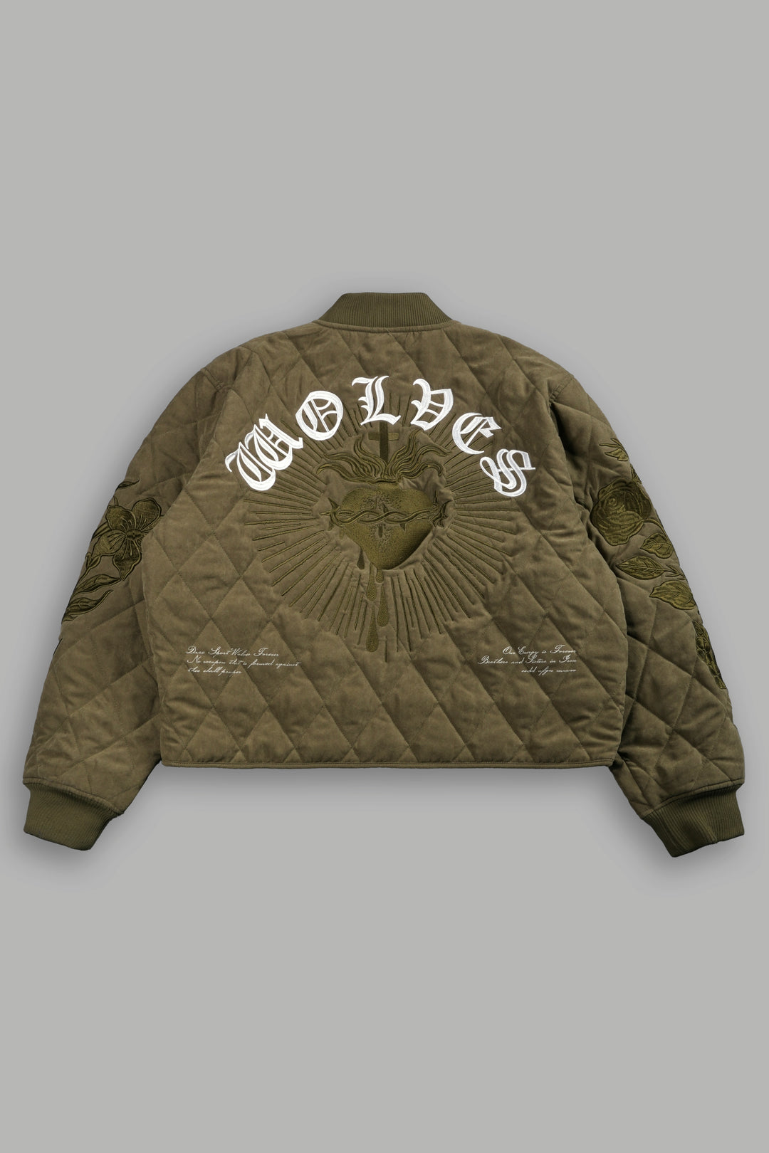 Sacred Wolves Boxy Darco Quilted Jacket in Olive