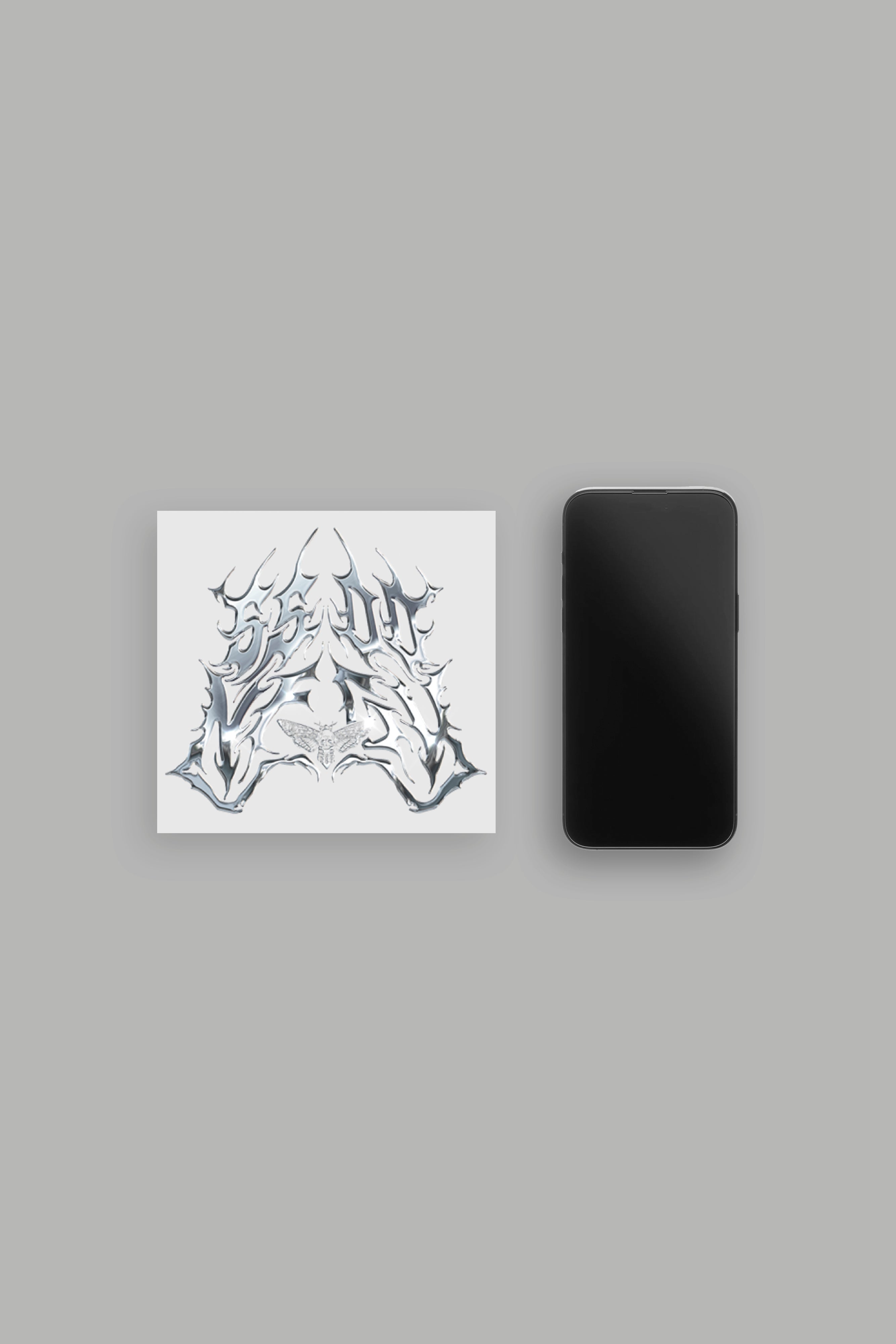 Iron Mantra Sticker in Silver