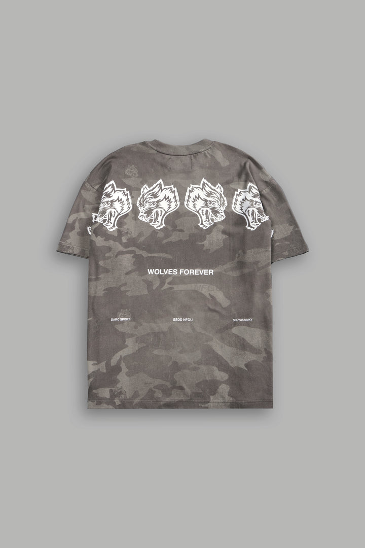 Wolves Have Your Back Unisex "Premium" Oversized Tee in Lush Vintage Woodland Camo