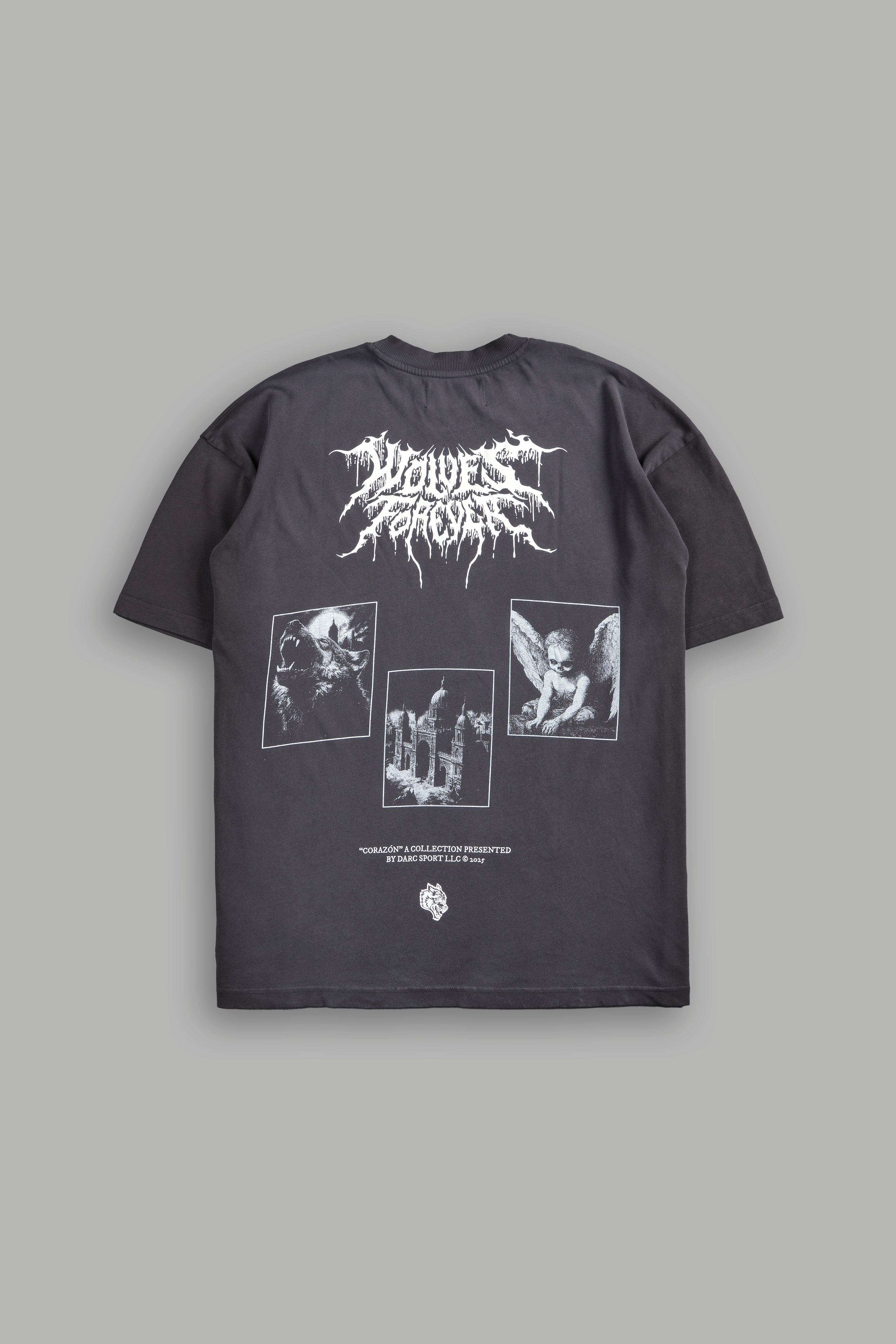 Life From Death "Premium" Oversized Tee in Wolf Gray Spine Sun Fade