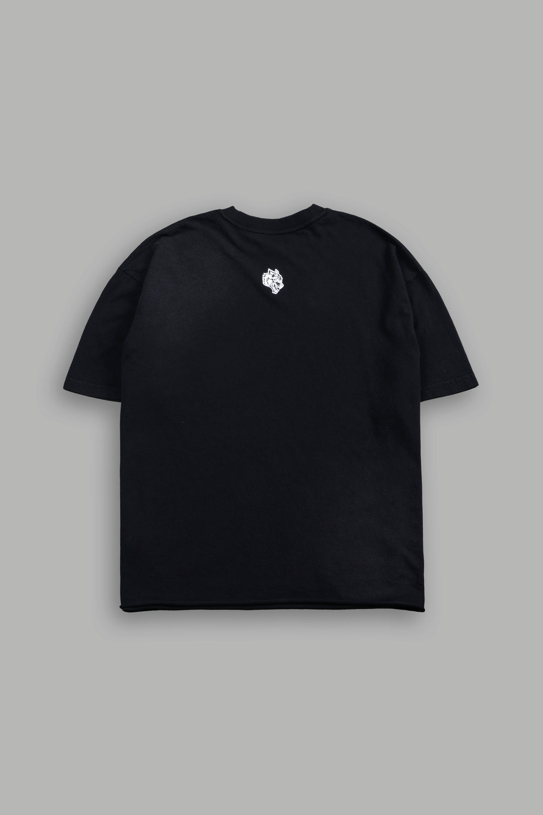 Grim Rider Premium Raw Hem Box Cut Tee in Washed Black