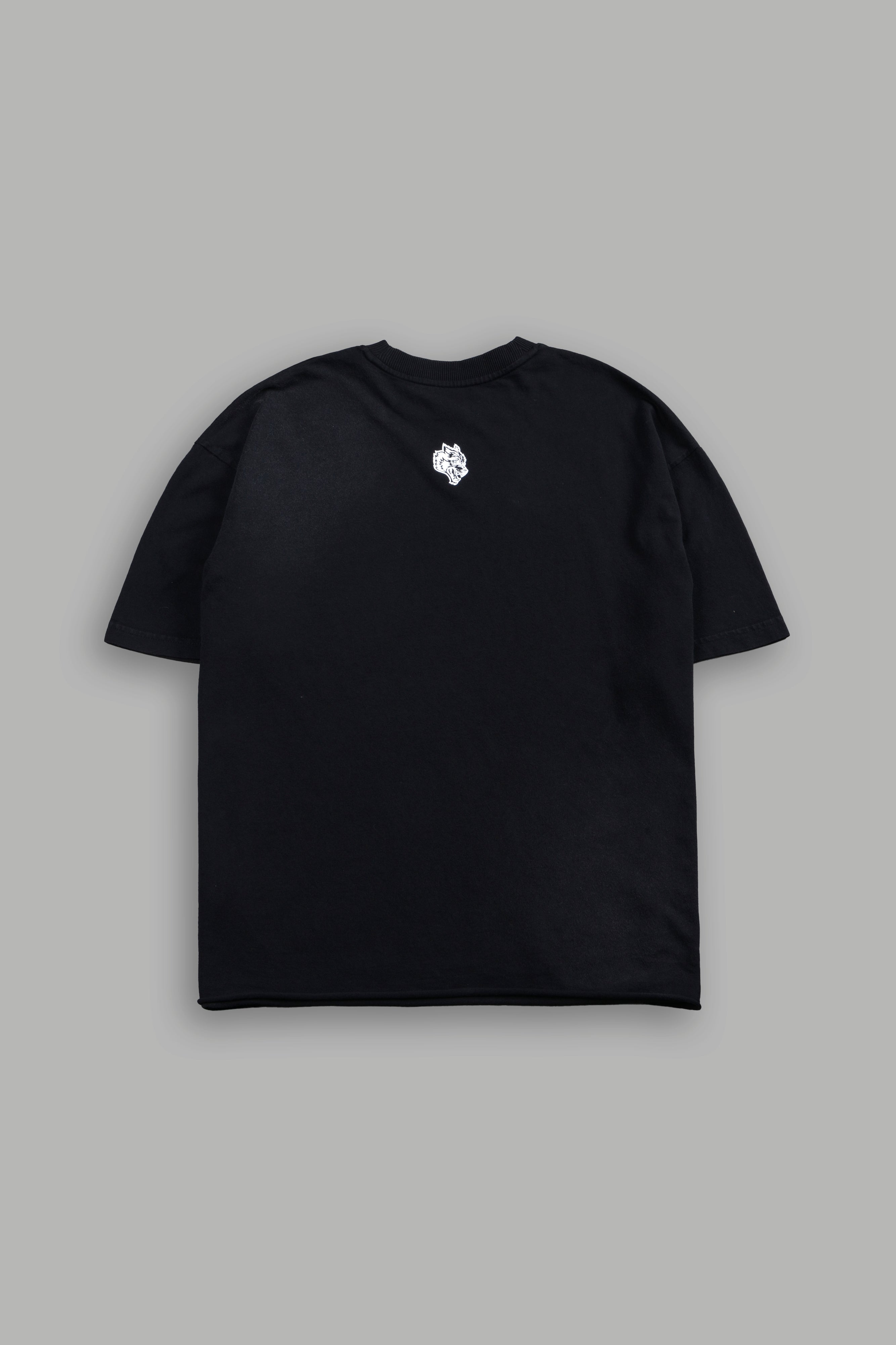 Grim Rider Premium Raw Hem Box Cut Tee in Washed Black