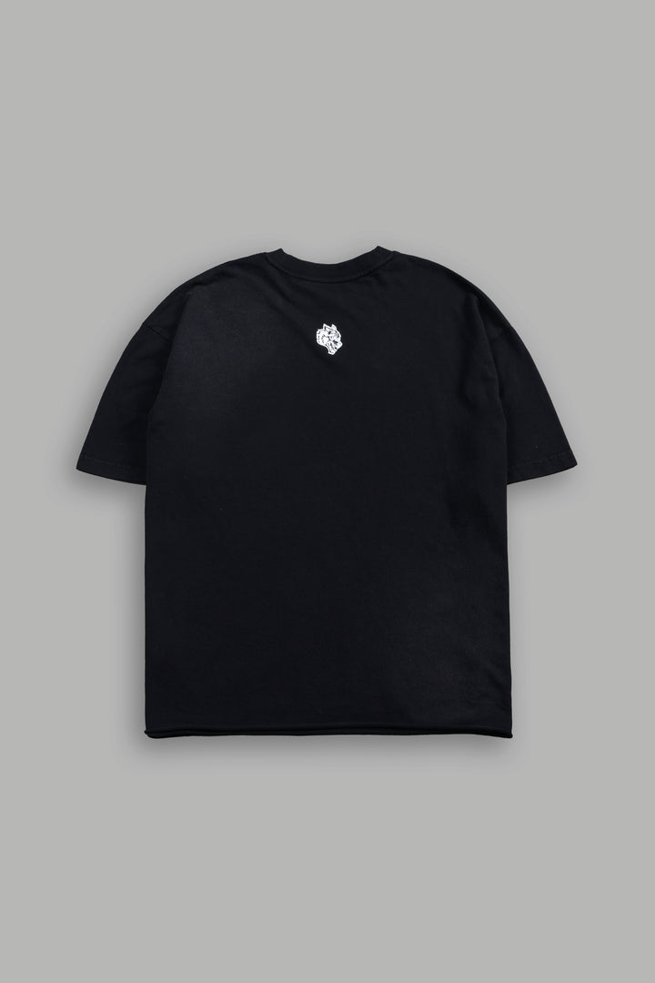 Grim Rider Premium Raw Hem Box Cut Tee in Washed Black