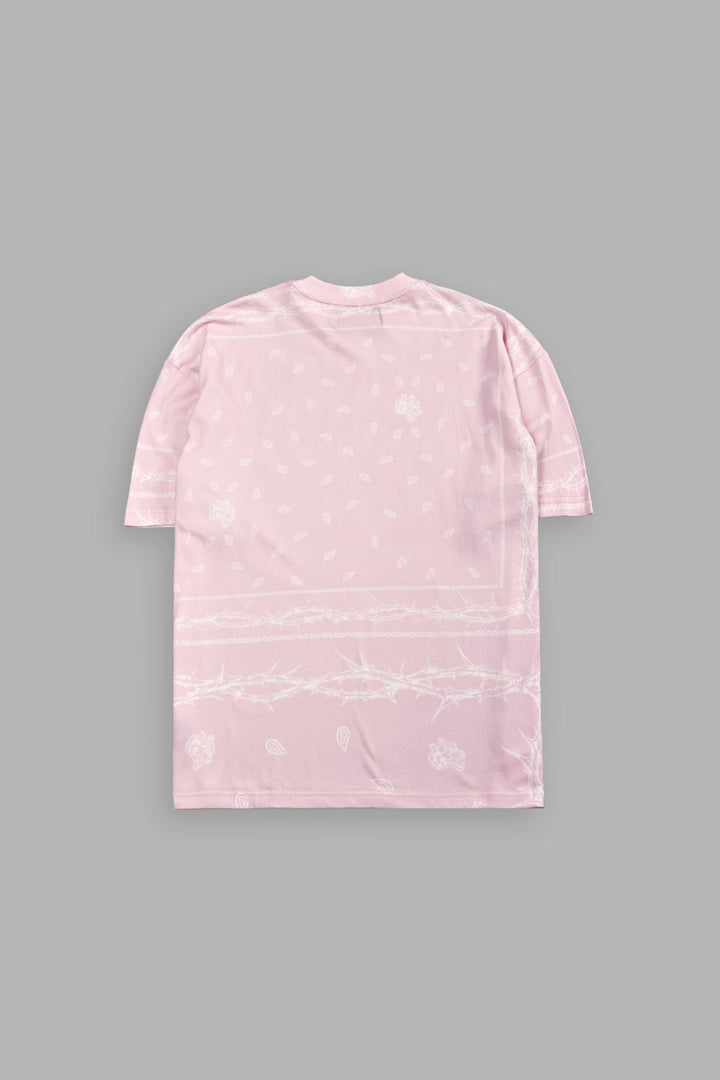 Studded Wolves Pyramid Premium Oversized Tee in Blush Pink Thorn Paisley