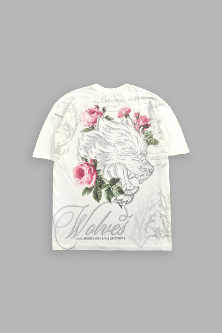 Nocturne Bloom Premium Oversized Tee in Cream