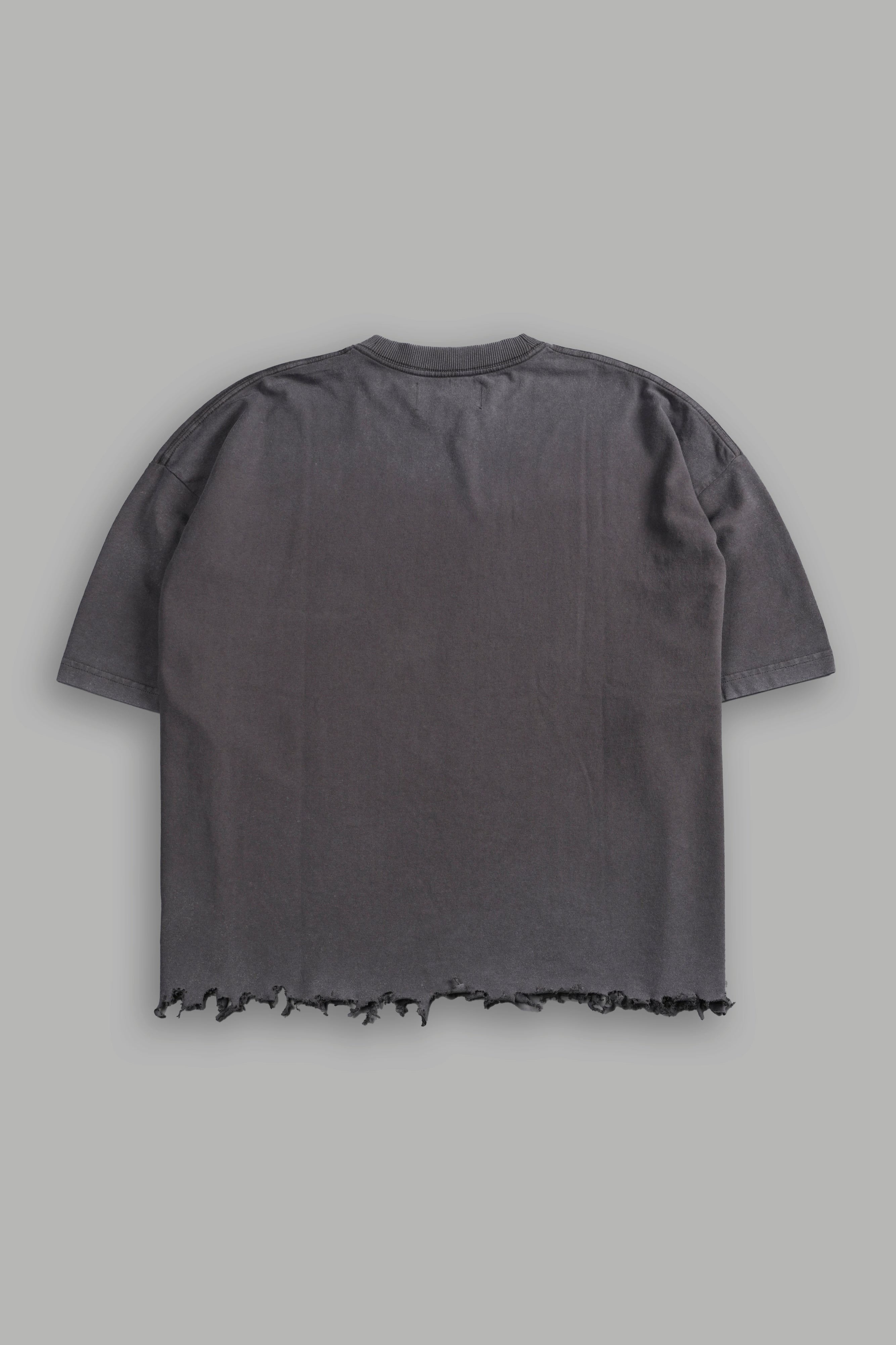 Drip Hesh Destroyed Grunge "Box Cut" Tee in Wolf Gray