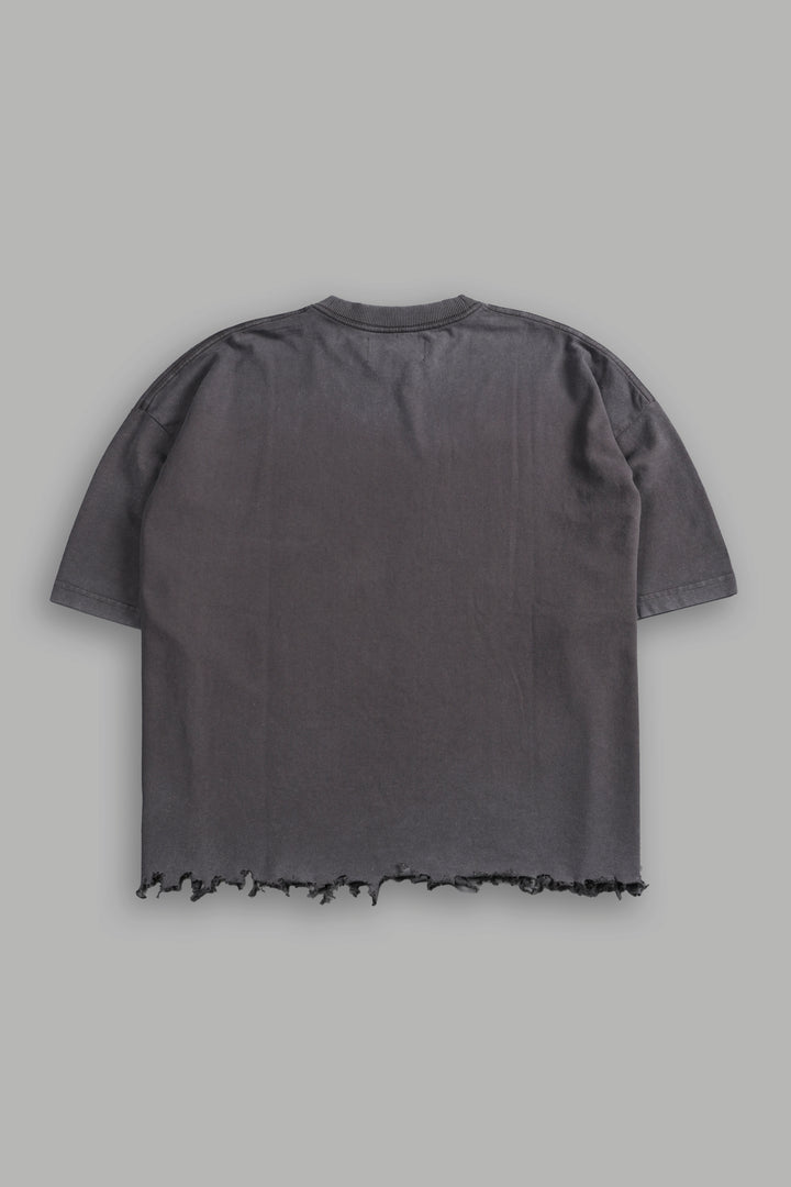 Drip Hesh Destroyed Grunge "Box Cut" Tee in Wolf Gray