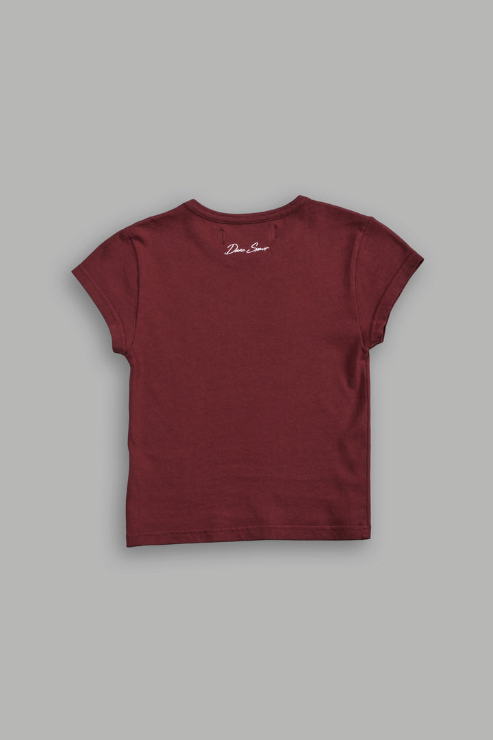 Heart of Flame "Baby" Tee in Oxblood