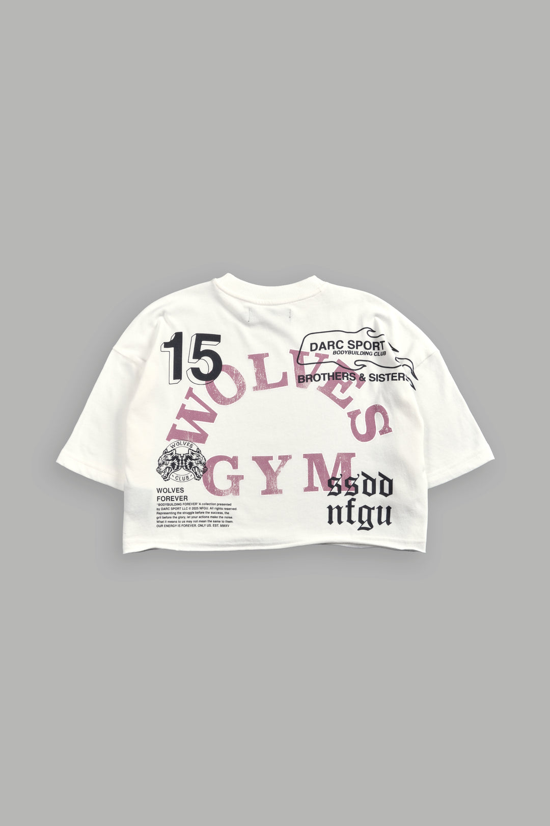 Wolves Gym V2 "Premium" Oversized (Cropped) Tee in Cream
