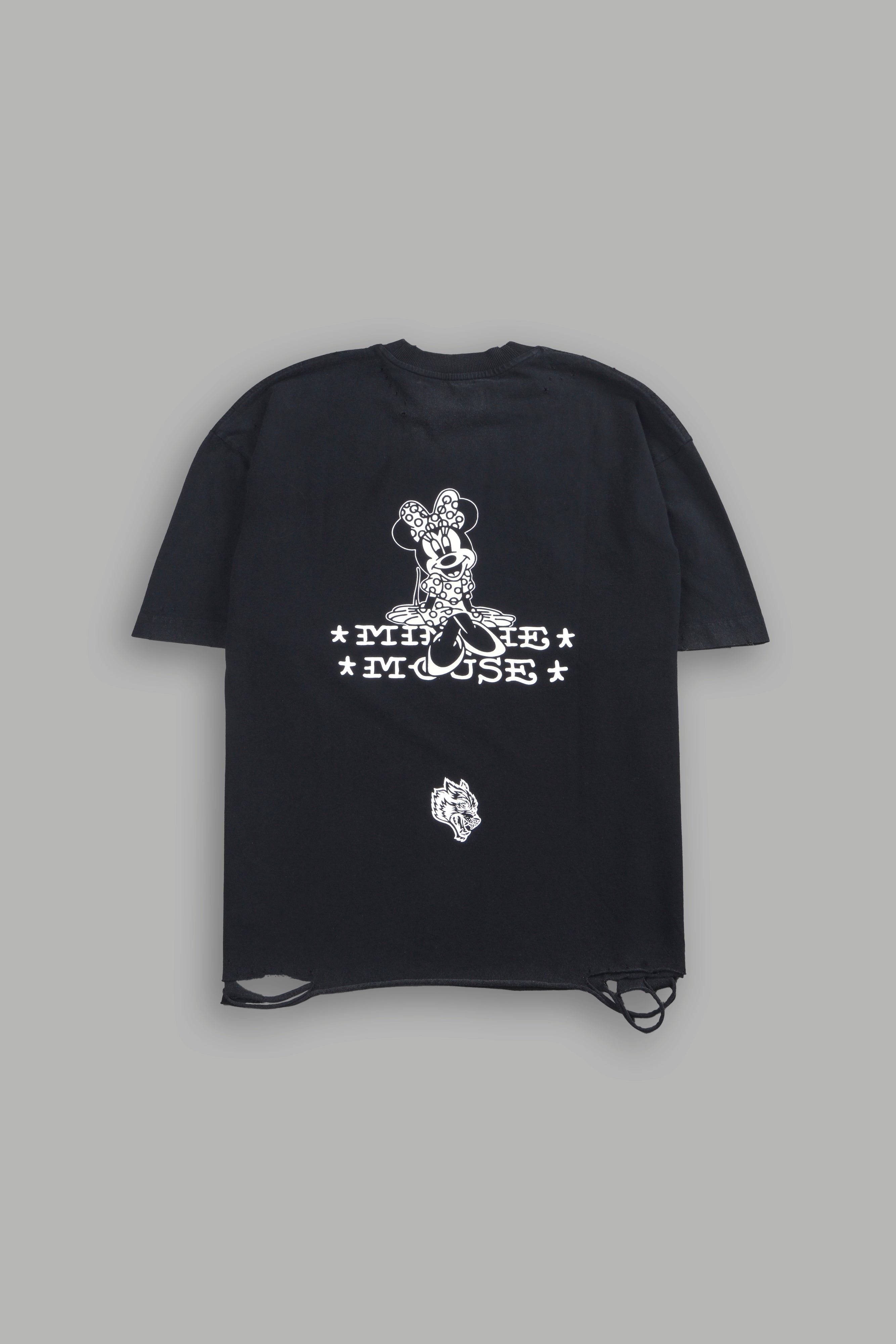 Minnie Mouse Forever Distressed Grunge Tee in Black