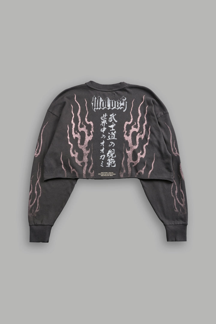 Darc Infernal "Premium" Oversized Cropped L/S Tee in Wolf Gray