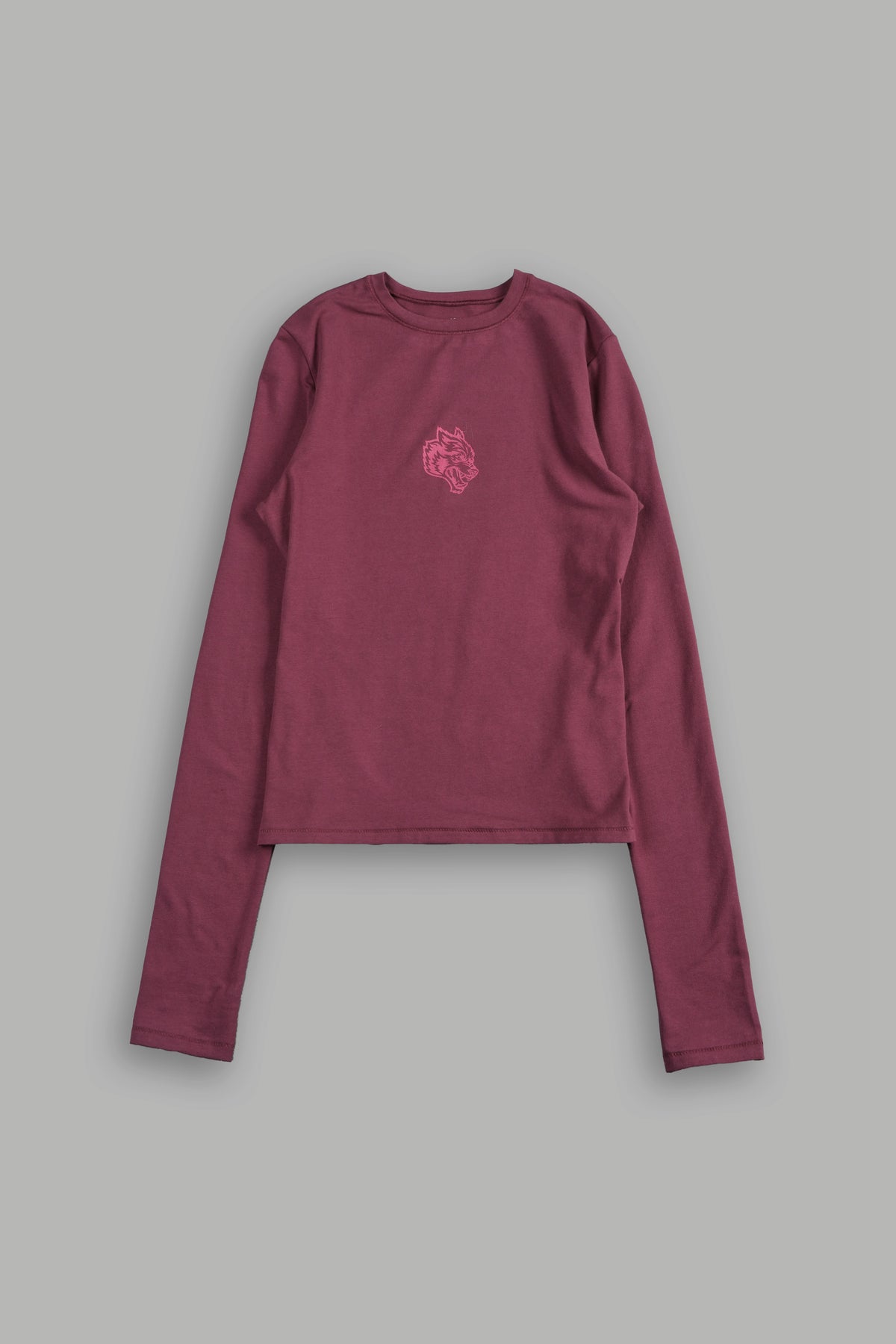 Wolf Head Eden Ls Tee In Deep Cherry Red