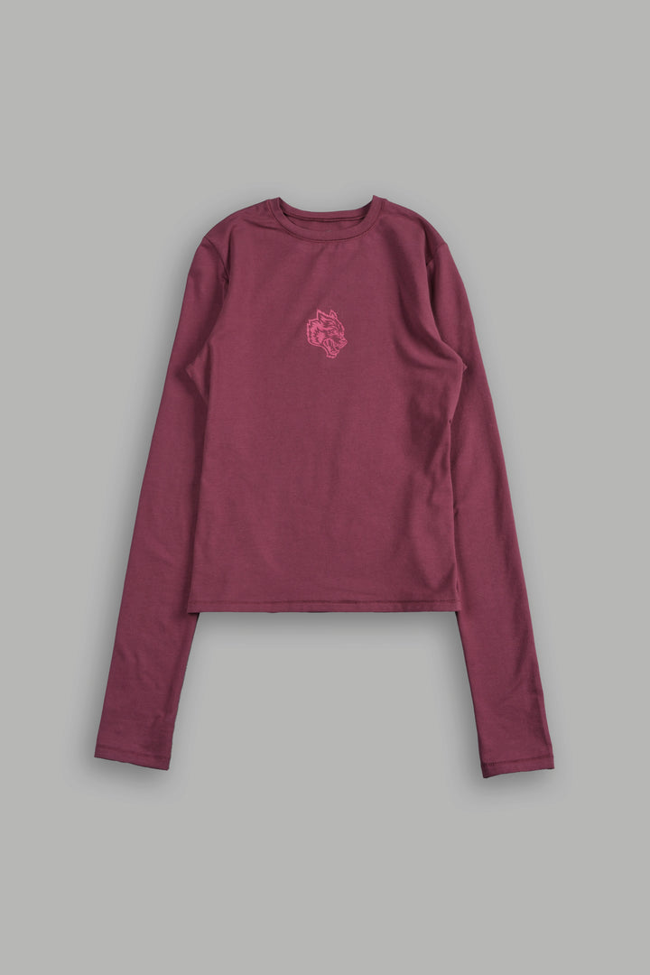 Wolf Head Eden Ls Tee In Deep Cherry Red