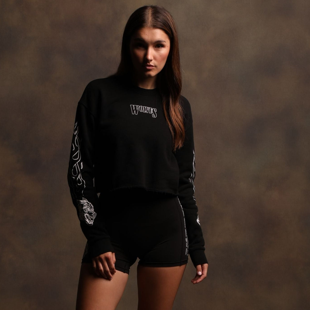 Eternal Flame Raglan (Cropped) Crewneck in Black