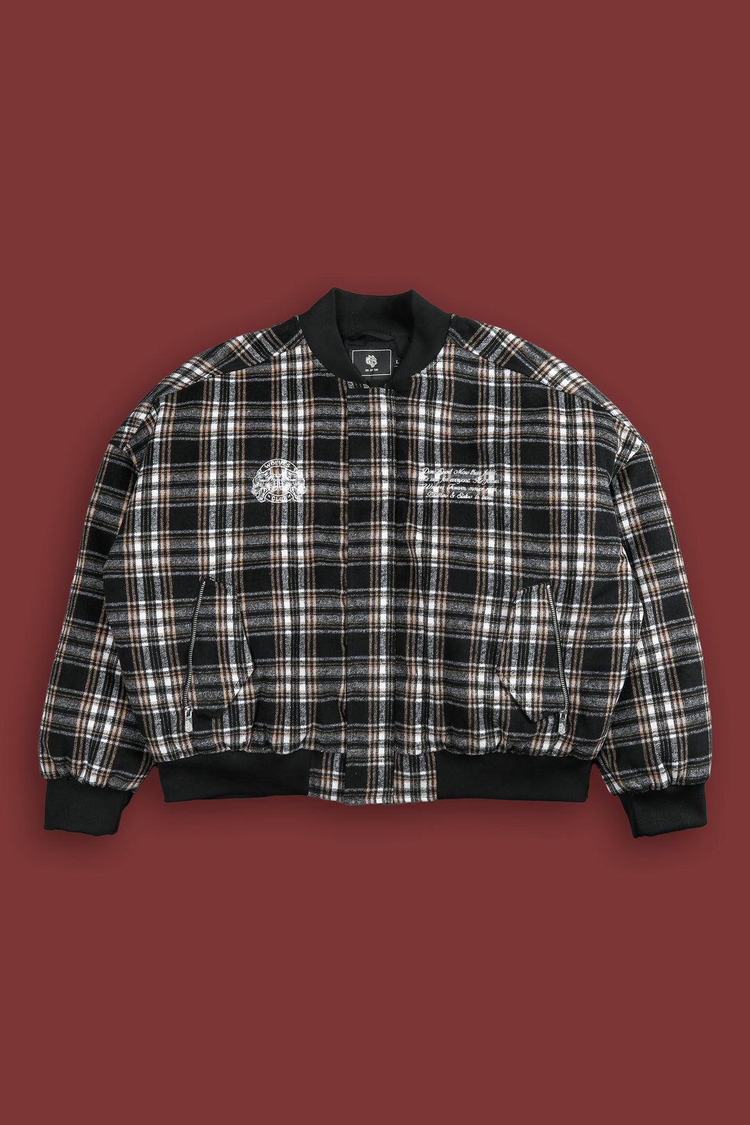 Marked Vicious Plaid Bomber Jacket in Black/Brown Plaid