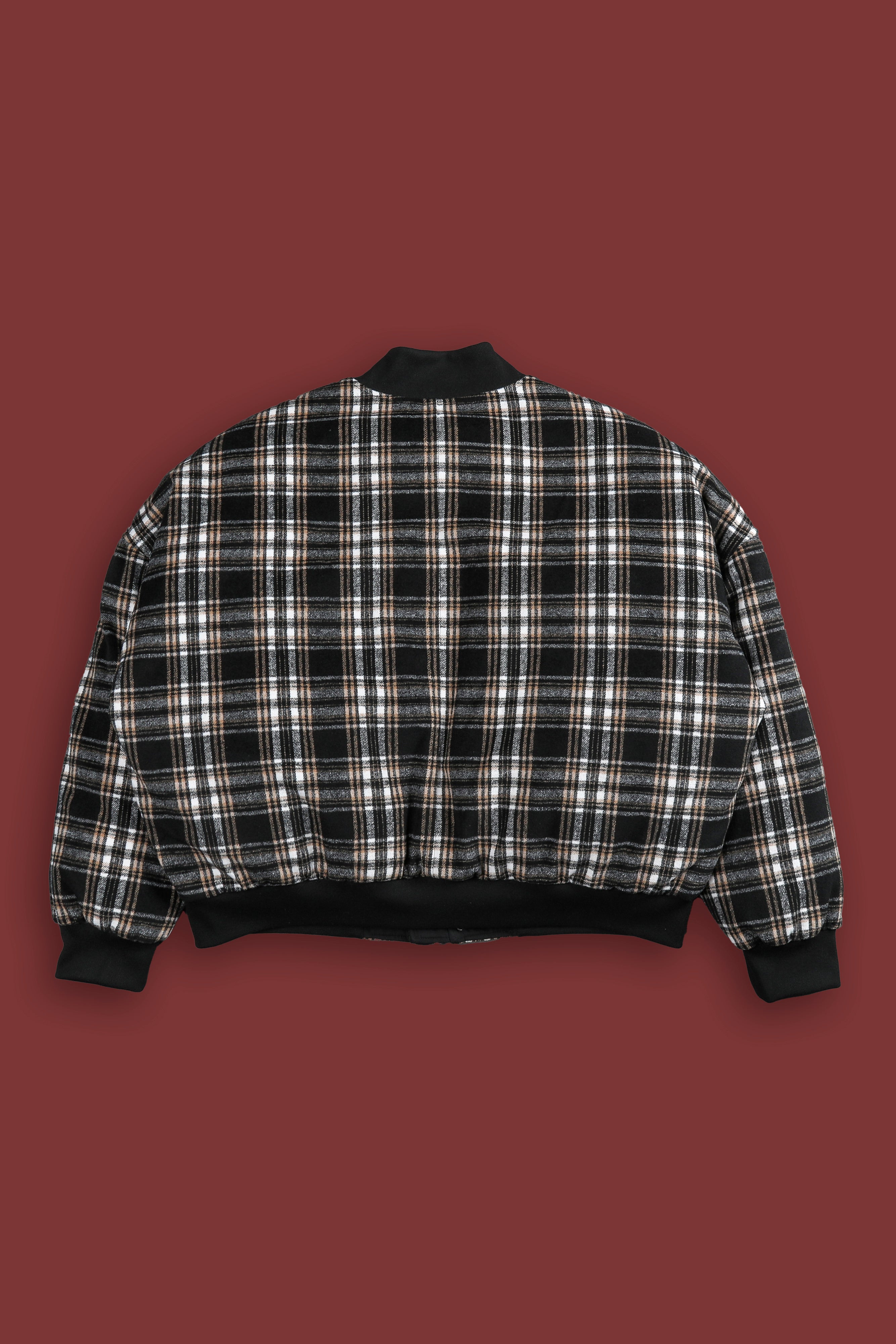 Marked Vicious Plaid Bomber Jacket in Black/Brown Plaid