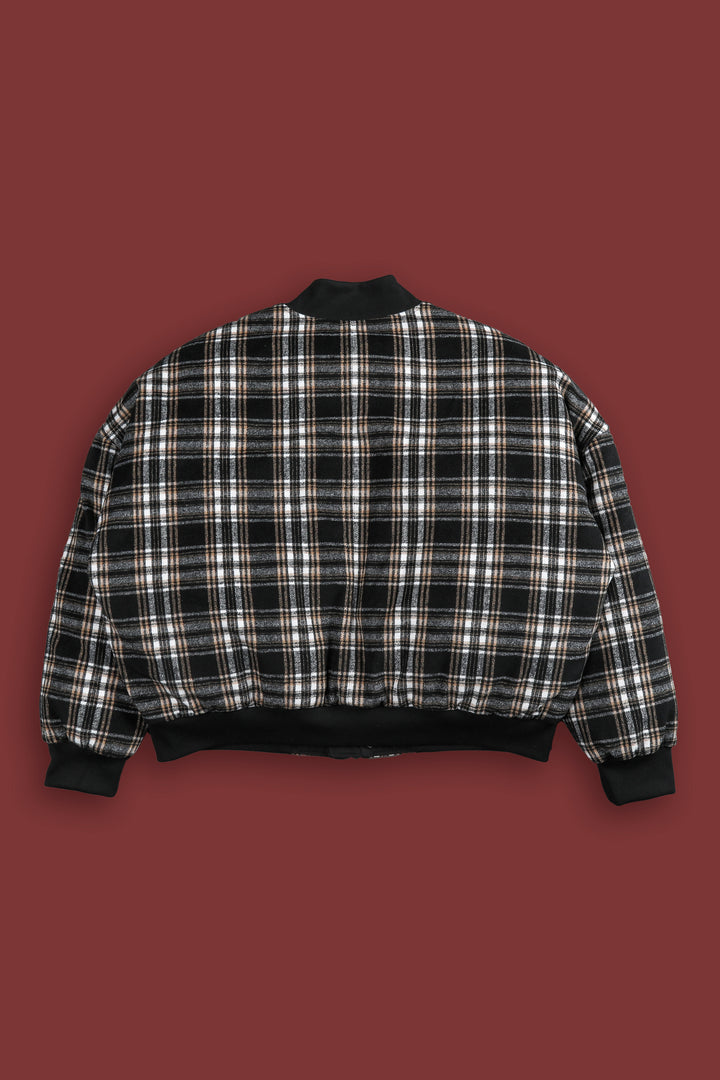 Marked Vicious Plaid Bomber Jacket in Black/Brown Plaid
