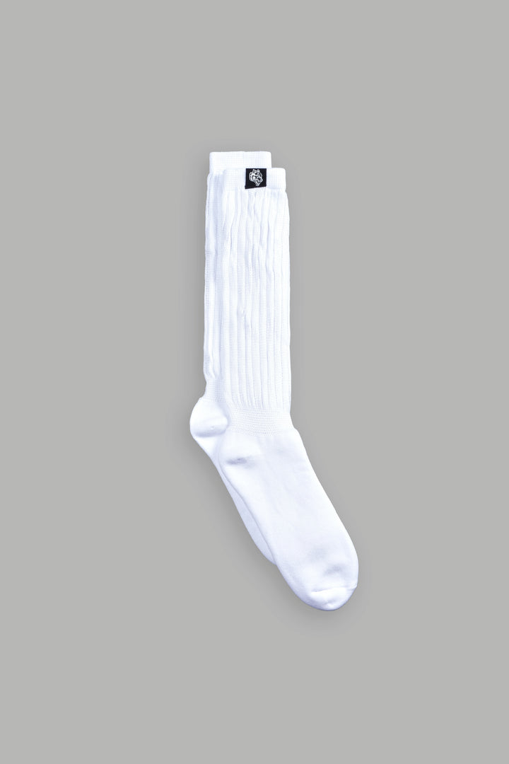 Wolf Patch V2 High Rise Comfy Socks in White
